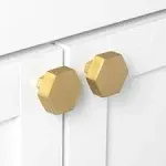 GlideRite 1-1/2 Inch Solid Hexagon Cabinet Knob, Satin Gold, 5824