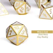 Dark Blue and Gold Metal DnD Dice Set 7 Polyhedral Dice - Dungeons and Dragons MTG RPG Games d4 d6 d8 d10 d10% d12 d20