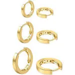 micuco 3 Pairs Small Hoop Earrings for Women, 14K Gold plated Tiny Helix Hoop...