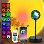 Xoddi Sunset Lamp Led Lights For Bedroom Sunset Projection Lamp With APP, 16 Colors Night Light 360° Rotation Sun Lamp For Bedroom Decor And Aesthetic Room Decor Gifts For Women