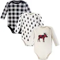 Hudson Baby Cotton Long-Sleeve Bodysuits Moose 0-3 Months