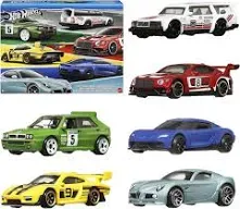 Hot Wheels Car Culture Premium Toy Car 6-Pack, Set of 6 Die-Cast 1:64 Scale Euro Style Vehicles with Elevated Deco (Styles May Vary)