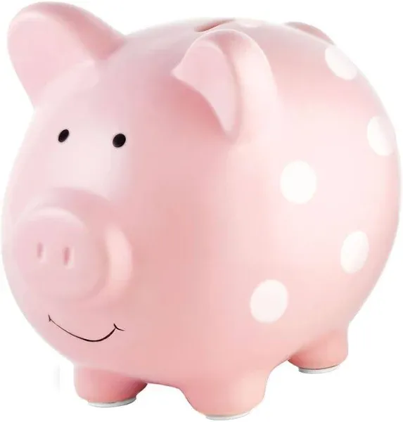 Pearhead Large Ceramic Piggy Bank, Ideal for Boys and Girls, Kids Money and Coin