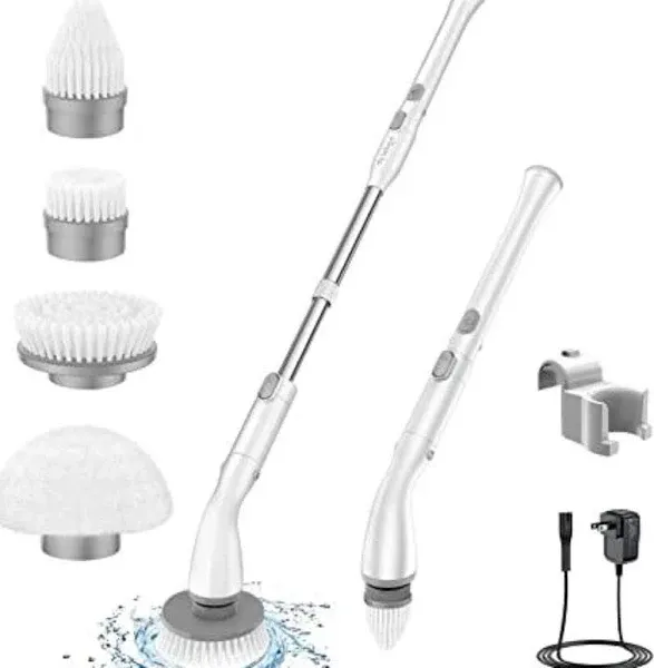 Electric Spin Scrubber LA1 Pro, Cordless Spin Scrubber with 4 Replaceable Brush 