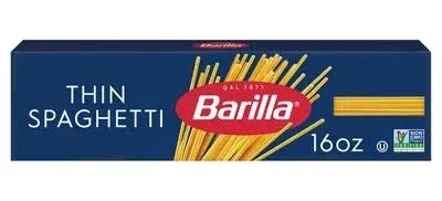 Barilla Thin Spaghetti Pasta, 16 oz. Box (Pack of 20) - Non-GMO Pasta 