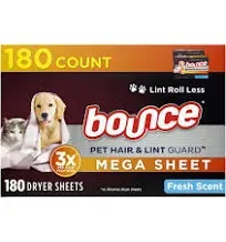 Bounce Dryer Sheets Pet Hair & Lint Guard Fresh Scent - 130 CT