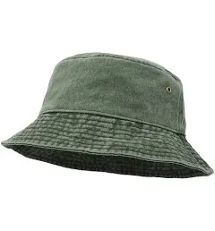 Bucket Hat, Wide Brim Washed Denim Cotton Outdoor Sun Hat Flat Top Cap for Fishing Hiking Beach Sports