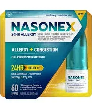 Nasal Spray 24HR Allergy + Congestion , 60 Sprays EXP 09/2024 *FREE SHIPPING*