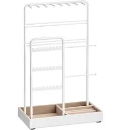 SONGMICS Jewelry Holder with Metal Frame and Velvet Tray