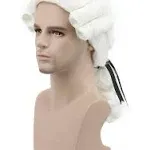 karlery Judge Colonial Wig Man Long Wave White Wig Washington Halloween Costume Cosplay Wig