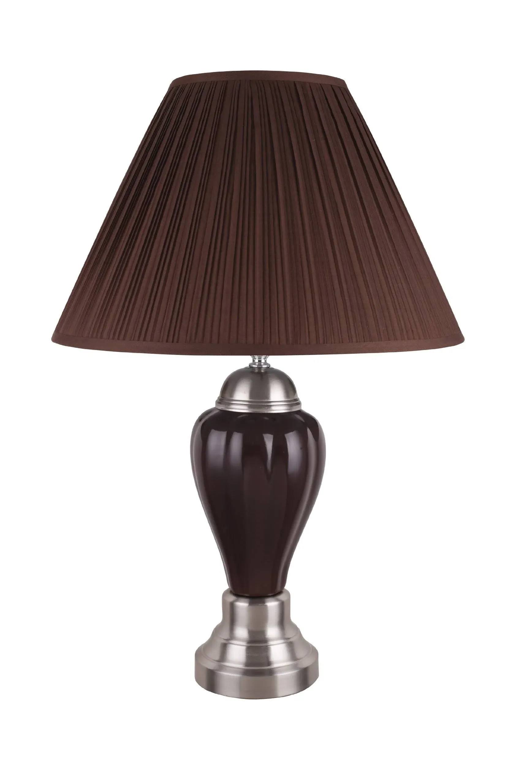 Ore International 6117SN-ES Ceramic Table Lamp, 27-Inch, Espresso/Silver