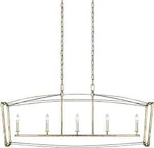 Feiss Generation Lighting-Sean Lavin-Linear Chandelier 5 Light Steel in Period Inspired Style-14 Inch Wide by 20.25 Inch Tall-