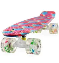 Skateboards Complete 22 Inch Mini Cruiser Retro Skateboard for Kids - Blue Flame