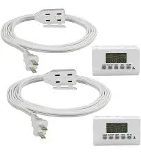 CP 1 Grounded Outlet, 2 EZ Digital Timer 6/9ft 3-Outlet Extension Cord CPCO95004