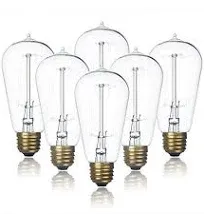 Jslinter 6-Pack Edison Light Bulb, Warm White 2200K Old Fashioned Incandescen...