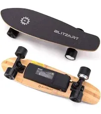 Blitzart Mini Flash 28" Electric Skateboard Electronic Hub-Motor 2.8" Wheel E-Skateboard (Black)