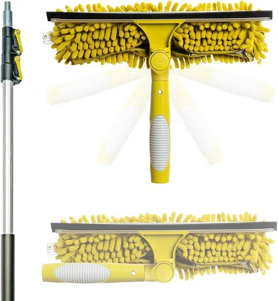 , 20 Ft Reach Window Washing Kit with 5 to 12 Ft Telescoping Extension Pole, Win