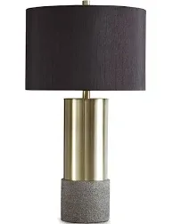  Jacek Modern Contemporary Table Lamp, 2 Count, Gray &amp; Brass Finish Gold