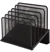 Metal Mesh File Organizer Black Wire Mesh 5 Section Incline Sorter Black Finish