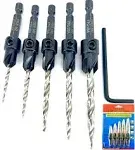 Adjustable Wood Countersink Drill Bit Set 5 Pc 4 6 8 10 Tapered