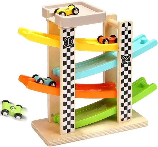 TOP BRIGHT Toddler Toys Wooden Race Track