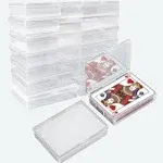 Playing Card Deck Box, 16 pcs Plastic Empty Trading Card Case Holder, 3.8 x 2.7 x 0.8 Inch Clear Card Storage Organizer Containers Snap Closed for Bank Card Business Card Game Card Craft