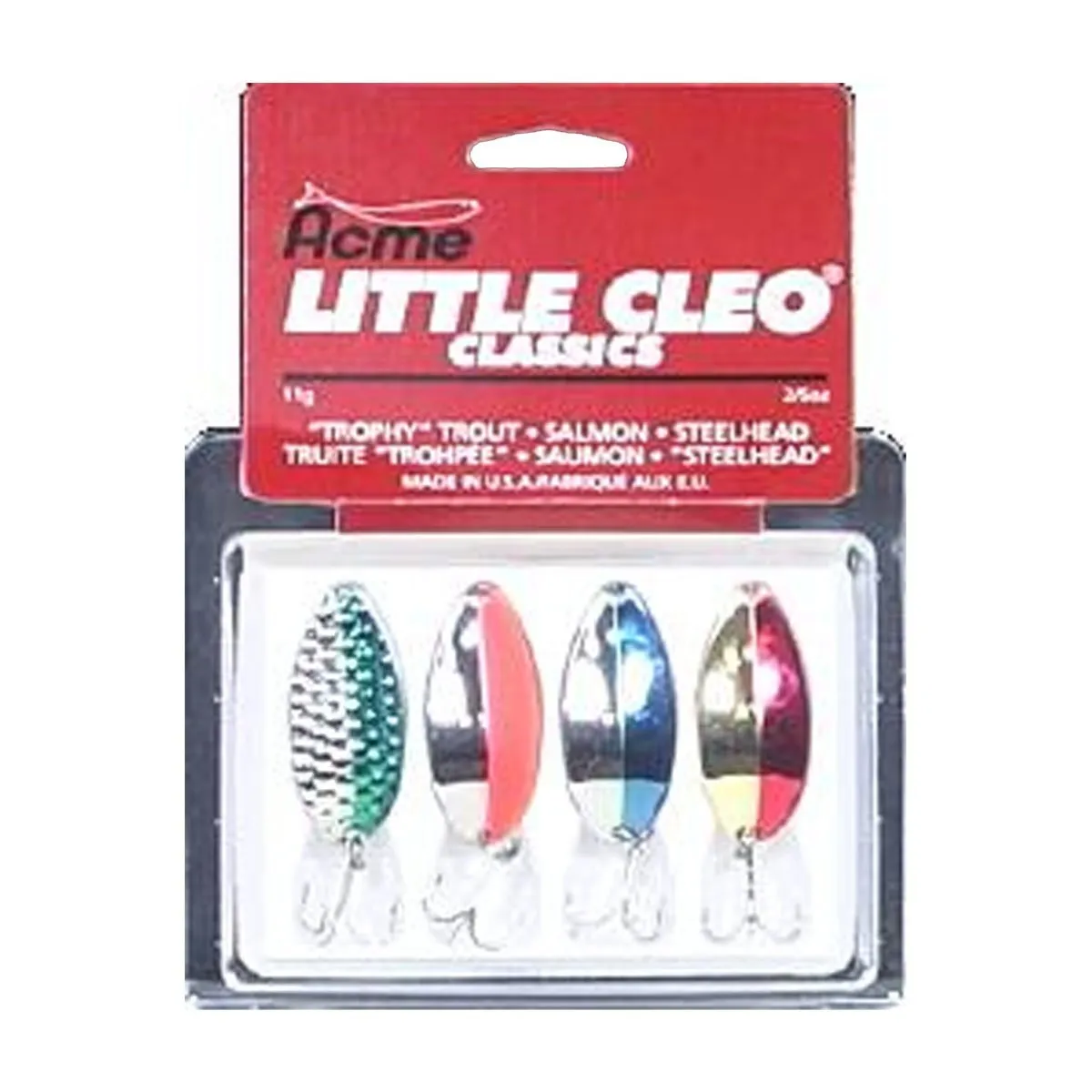 Acme 4 Piece- Little Cleo Classic Fishing Spoon Lure Kit Unique Hump Back Shape