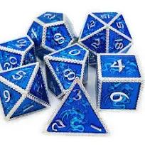 Haomeja Dnd Metal Dice Dragon Set 7 Role Playing Dice D&D Solid Dice Dungeons And Dragons