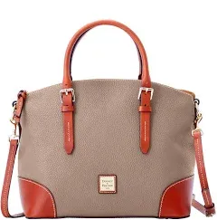 DOONEY &amp; BOURKE Pebble Grain Domed Satchel/Tote w/crossbody~BL<wbr/>ACK or BLACK/TAN