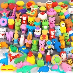 70 Pack Animal Erasers