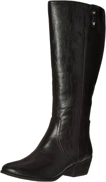 DR SCHOLLS Womens Black Strap Brilliance Almond Toe Block Heel Riding Boot 6 M