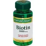 Nature's Bounty Biotin 5000 Mcg Vitamin Supplement (1.6 oz)