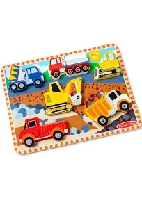 NEW Melissa &amp; Doug Fresh Start Construction Wooden Chunky Puzzle Set Ages 2+