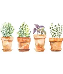 RoomMates Watercolor Potted Herbs Peel and Stick Wall Decals