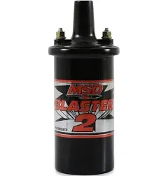 MSD Ignition Coil Blaster II 45000-Volt Black Round For Use With Carbureted Engines