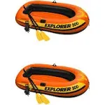 INTEX Explorer Inflatable Boat Series: Dual Air Chambers – Welded Oar Locks – Grab Handles – Bow Rope – Sporty Design