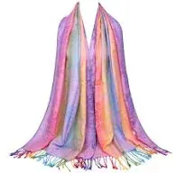 Neelamvar Women's Colorful Flowers Jacquard Cotton Pashmina Wrap Shawl Tassel Scarves