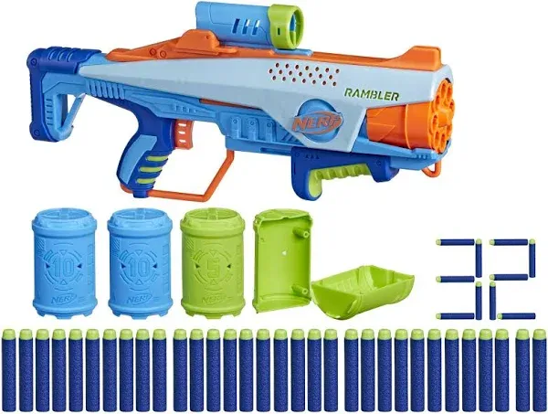 Nerf Elite Junior Rookie Pack, Easy Play Blaster, 32 Nerf Elite Darts, 4 Targets