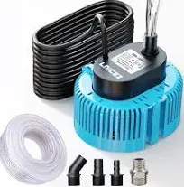 Sump Pump, 950GPH Ultra-quiet, Submersible Water Pump, Pool Cover Pump, Sump Pump for Pool Draining with 16ft Drainage Hose, Upgraded 25ft Thicker Power Cable and 4 Adapters, Blue