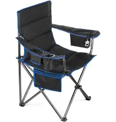 Homevative Heavy Duty Camping Chair with Carrying Bag, Built-in Cooler, Cup Holder and Bottle Opener