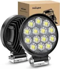 Nilight 4.5 Inch 42W 4200LM Round Flood LED Work Lights