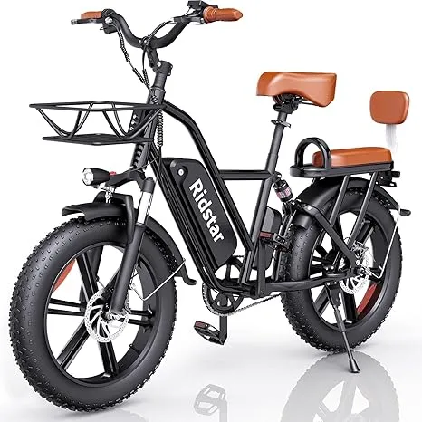 1000W Electric Bike for Adults,30MPH 30-70Miles 48V 15AH Removable Battery Ebike 20" x 4.0 Fat Tire Beach Mountain Commuting Electric Bicycles 2 Seater W/Fork Suspension UL2849