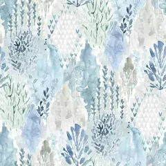 RoomMates Blue Watercolor Tree Mosaic Peel and Stick Wallpaper