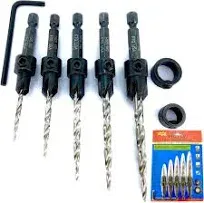 Wood Countersink Drill Bit Set 5 Pc Countersink Drill Bit 4 6 8 10 12 Tapered 