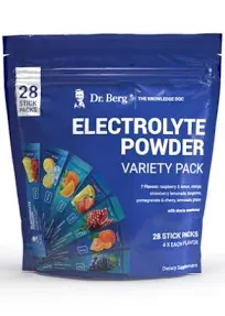 Electrolyte Powder Variety Pack (7 Natural Flavors) - 28 Stick Packs