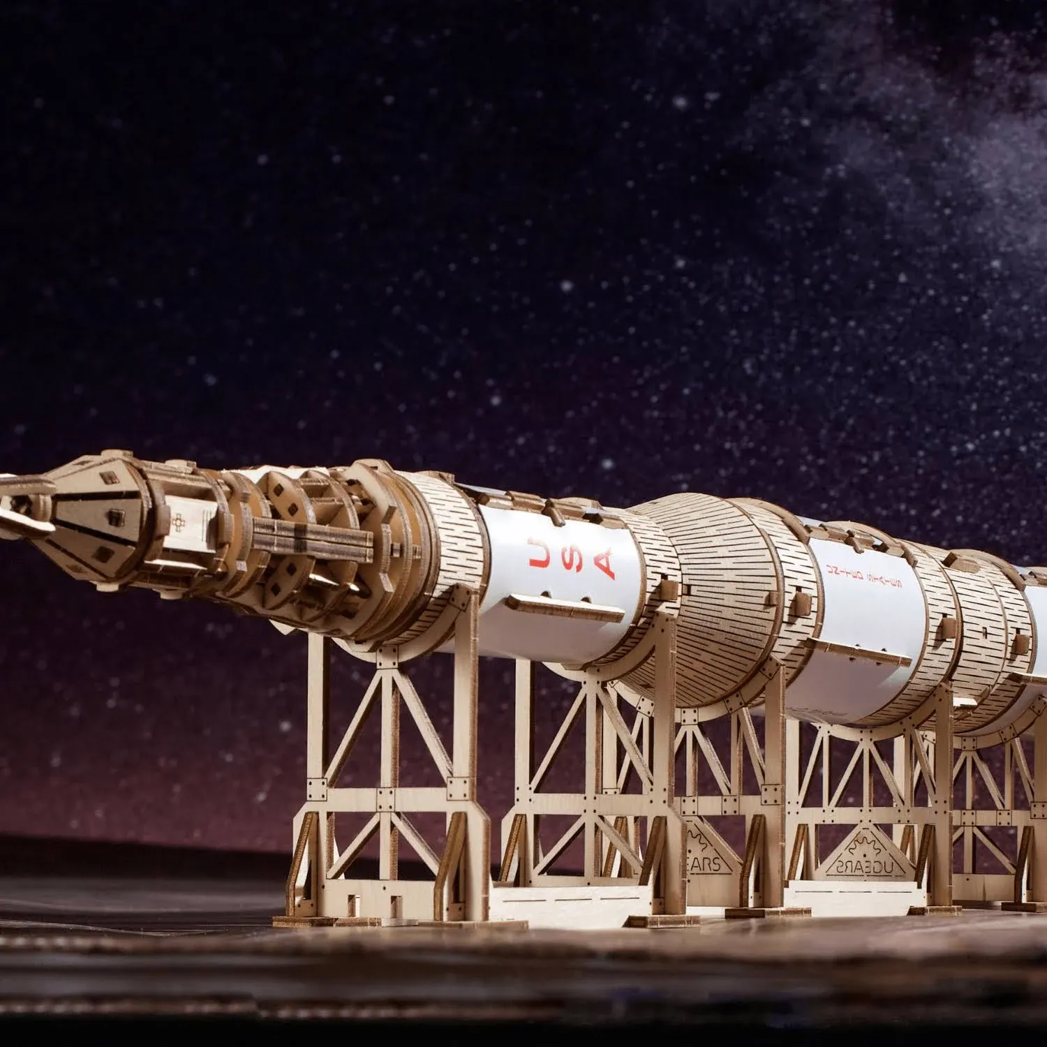 UGEARS NASA Saturn V Model Rocket Kit - Space Ship Model Kits for Adults - 3D Wooden Space Shuttle Building Puzzles - Rocketship Spacecraft 3D Wood Puzzle