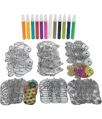 Fun Express Tropical Suncatcher Kit - Craft Supplies - 48 Pieces