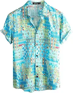 Vatpave Mens Casual Hawaiian Shirts Short Sleeve Button Down Beach Shirts Tropical Floral Shirts