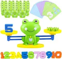 Learning Math Game, STEM Montessori Counting Toys with Frog Learning Card, Fun Children's Gift Learning Balance Skill Educational Number Toy for Kids Ages 3-5