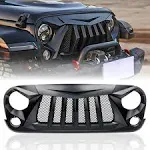 2007 Jeep Wrangler 1-Pc Widow Matte Black Mesh Main Grille by Xprite